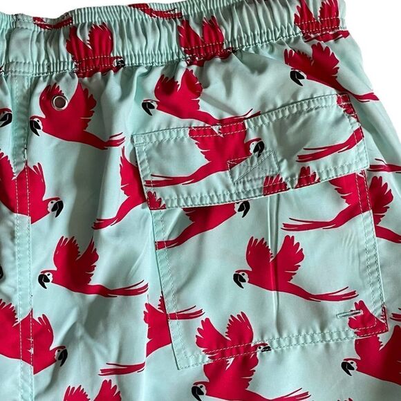 TOM & Teddy Red Parrot Print Swim Trunks Mens XL - Picture 4 of 7